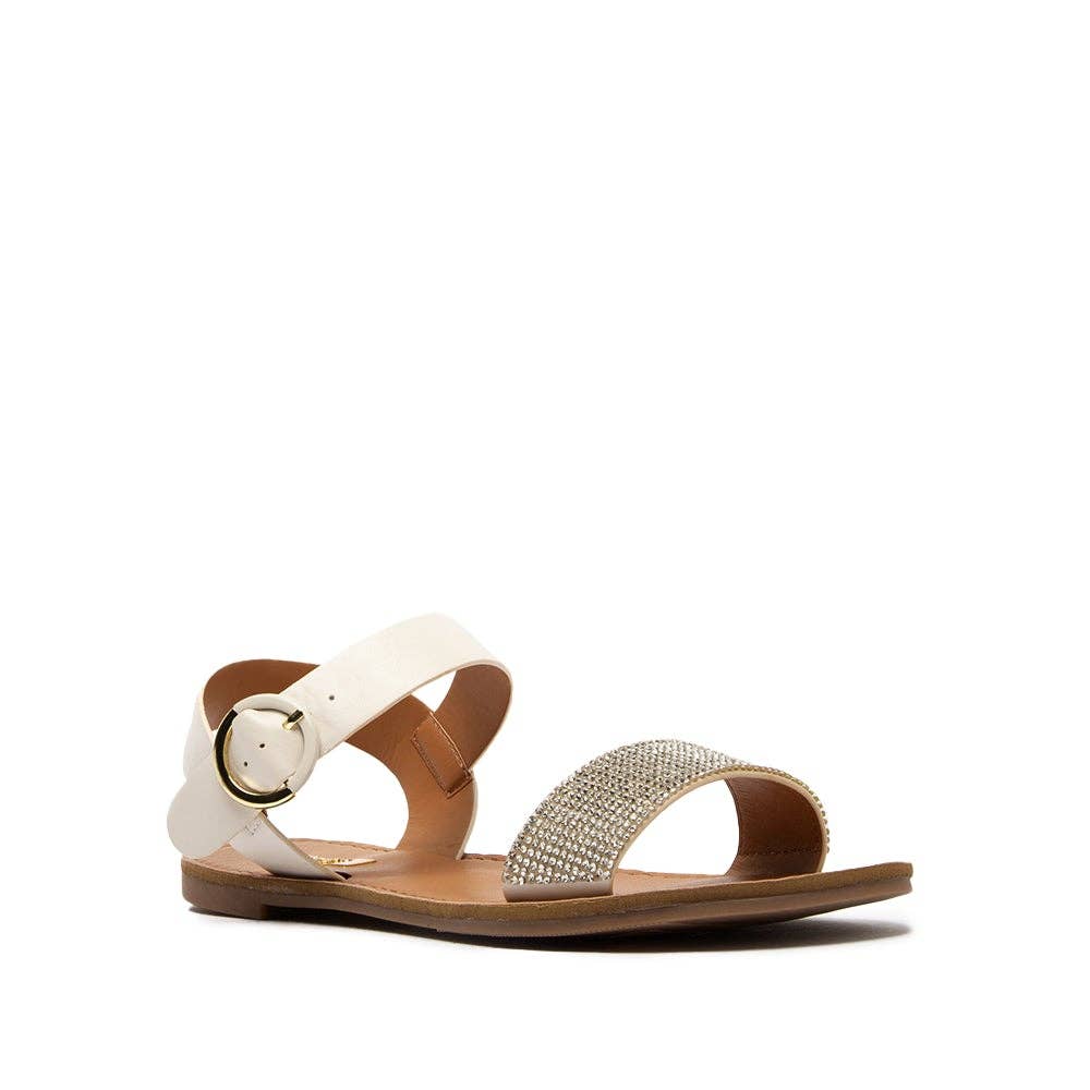 Qupid Agency-300 Metal Strap Flat Sandals BLACK 7.5 Qupid Agency-300 Metal Strap Flat Sandals BLACK 7.5